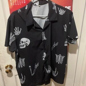 Black skeleton button up shirt